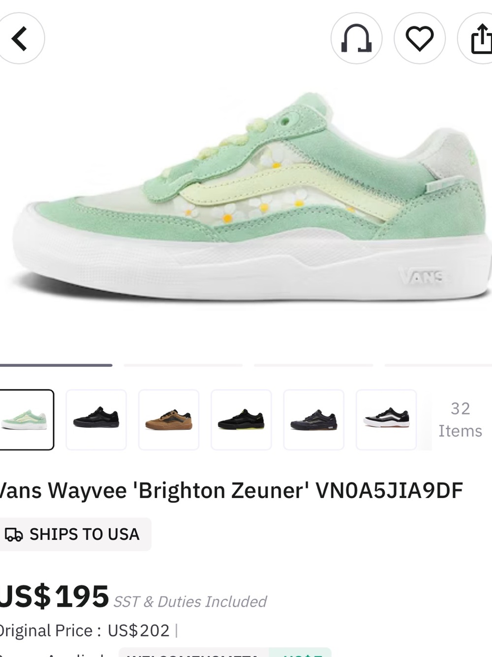 Vans Wayvee Low Top Sneaker — Mint Green & Cream